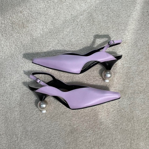 Yuul Yie Women’s Lilac Leather Sling Back Pumps - Picture 2 of 3